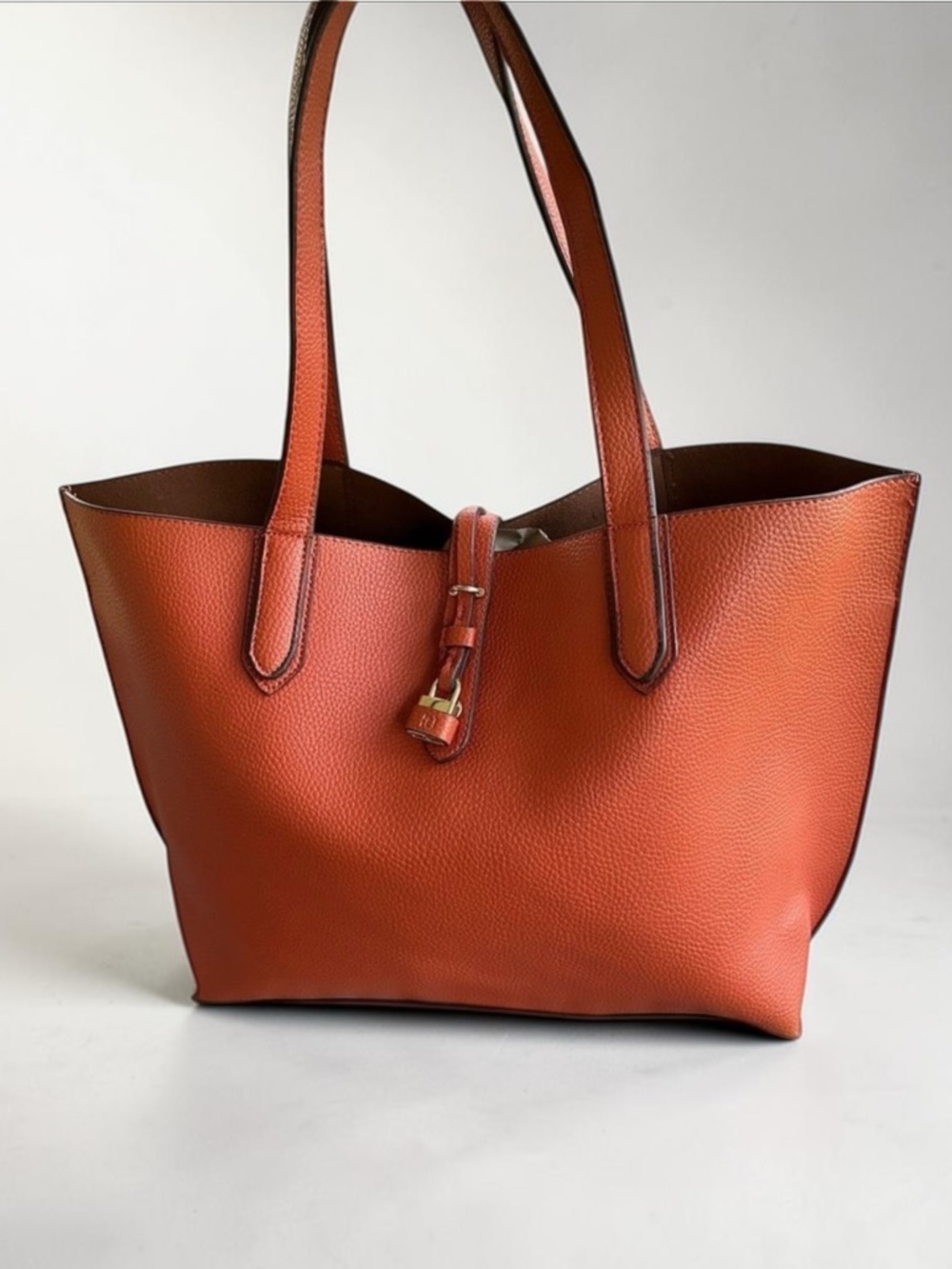 Tutilo Pebbled Vegan Leather Laptop Tote Burnt Orange Work Bag